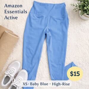 Amazon Essentials Womens XS Baby Blue Workout Legging Activewear High R. Stretch